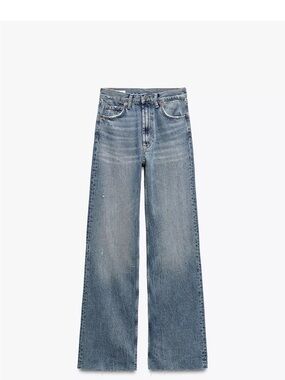 Zara Women's Wide-Leg Jeans in Light Blue Wash